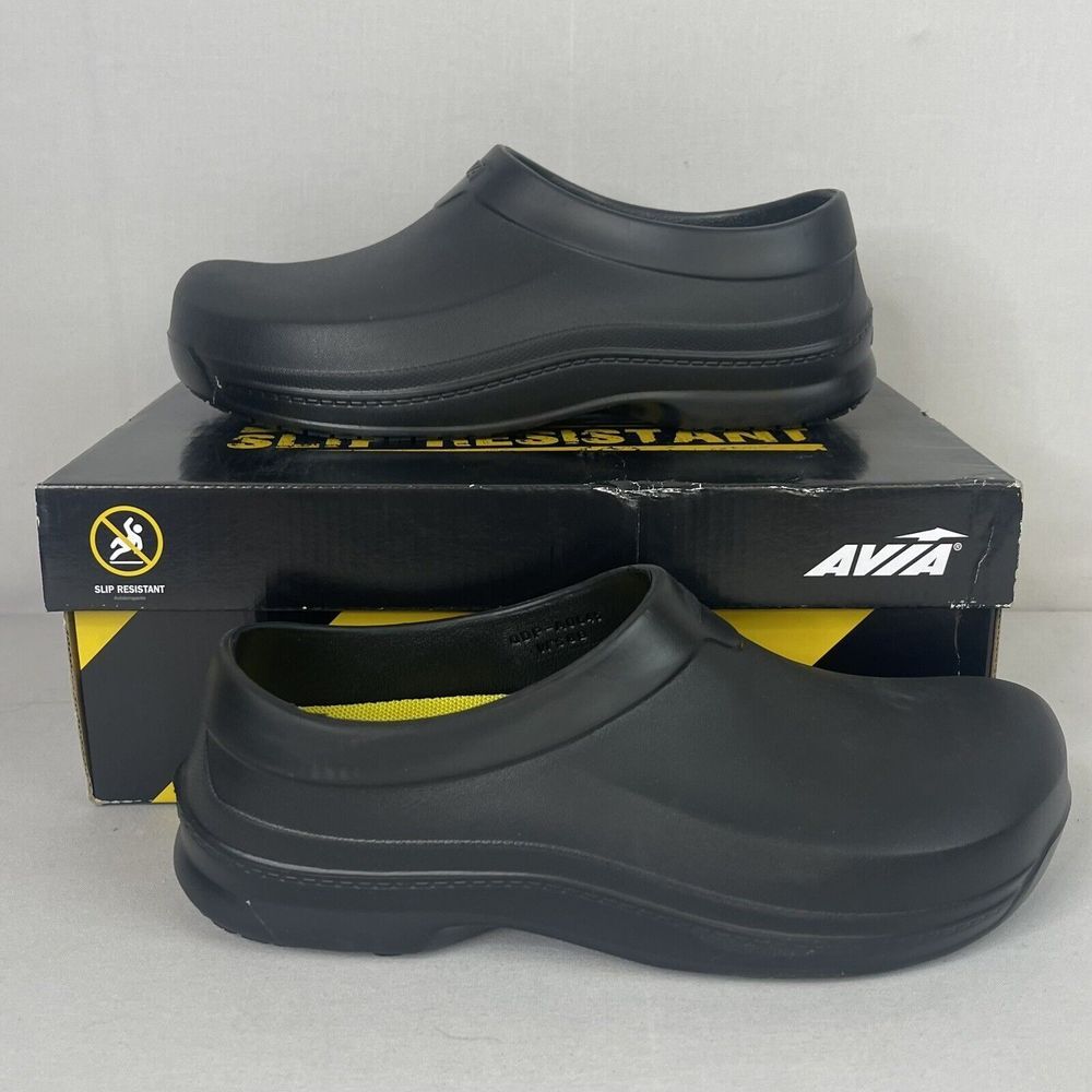 Avia AVI-FLAME Women's Black Slip On Non- Slip Clogs Mules‎ Size 8 M